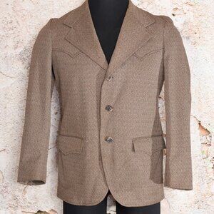 Vintage 60s/70s Brown ALLEN KNIT-PICKERS Western Sports Coat
